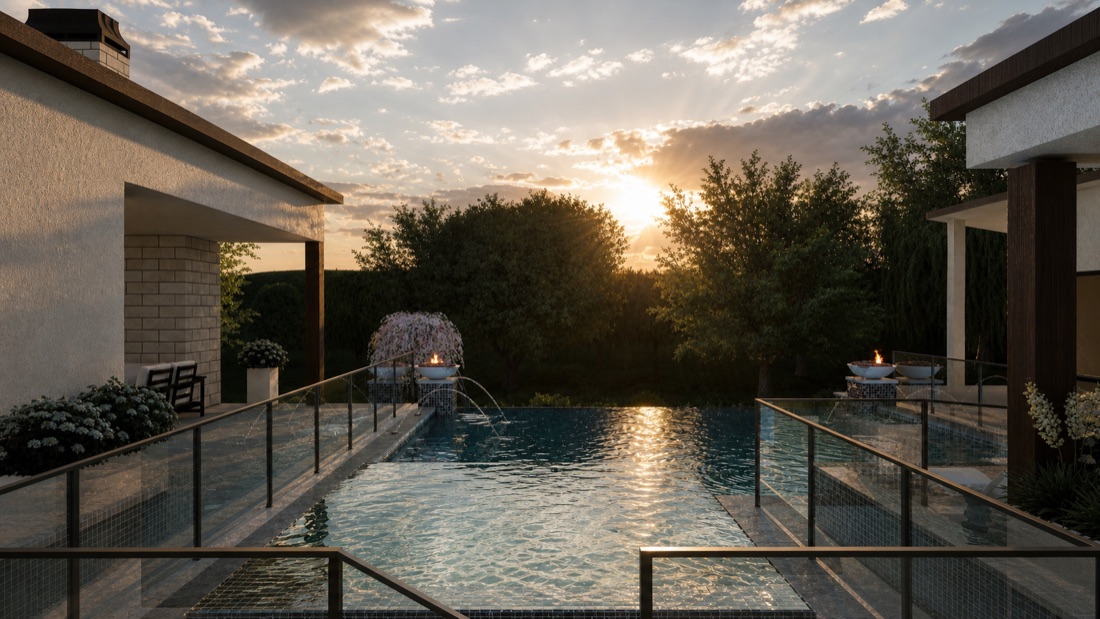 Custom backyard pool rendering
