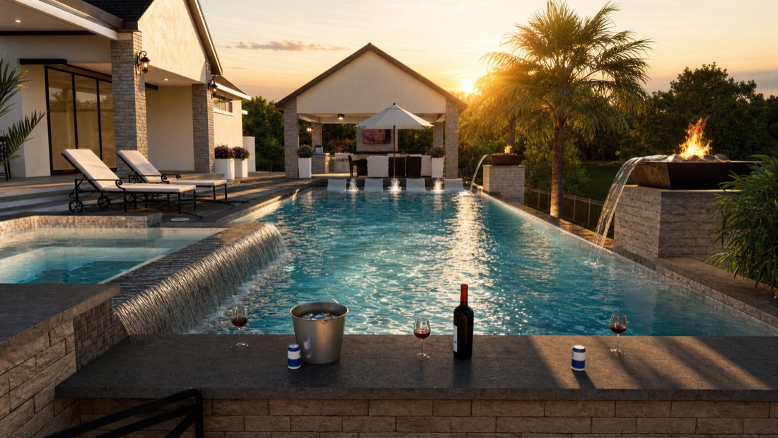 Custom backyard pool rendering
