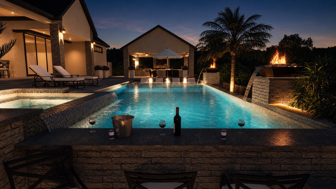 Custom backyard pool rendering