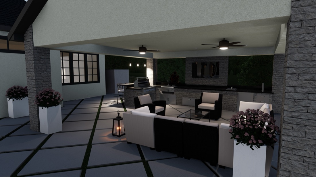 Custom backyard pool rendering
