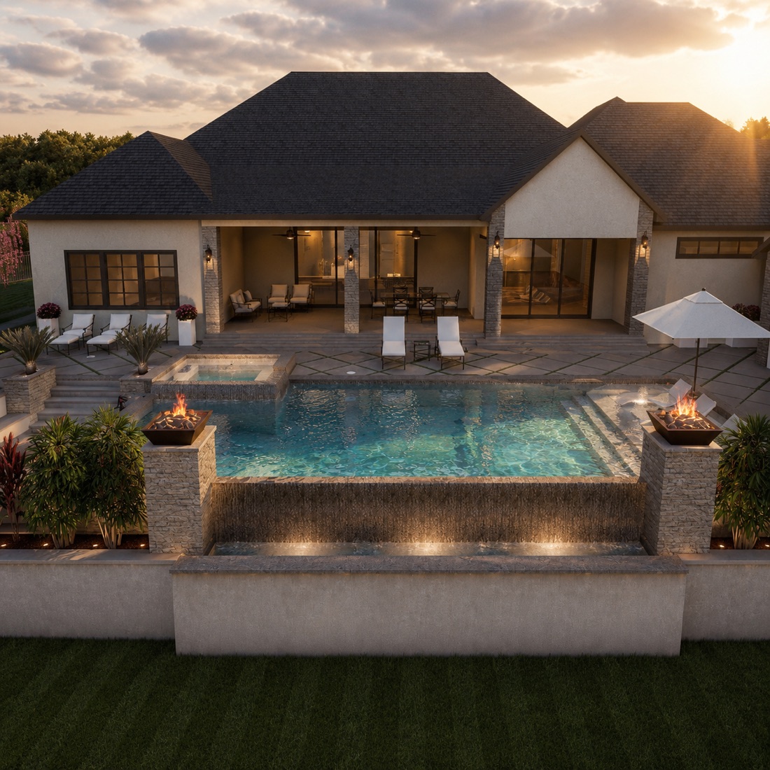 Custom backyard pool rendering