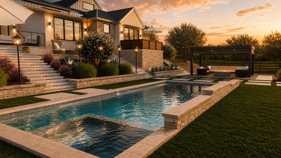 Custom backyard pool rendering