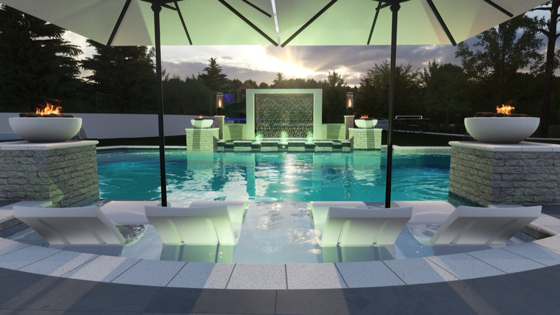 Custom backyard pool rendering