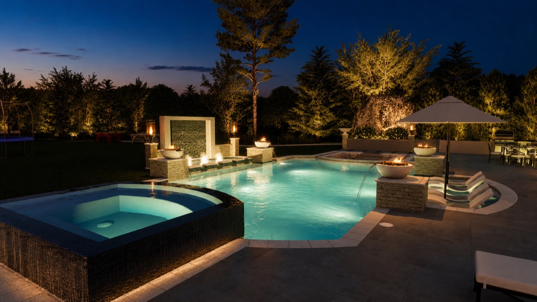 Custom backyard pool rendering