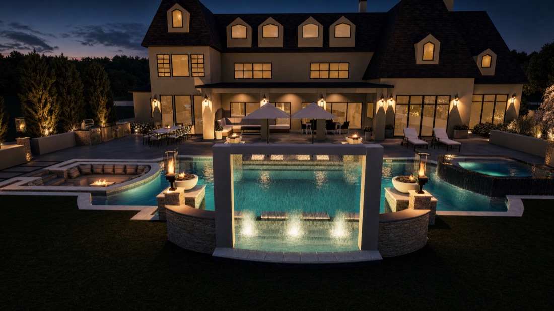 Custom backyard pool rendering