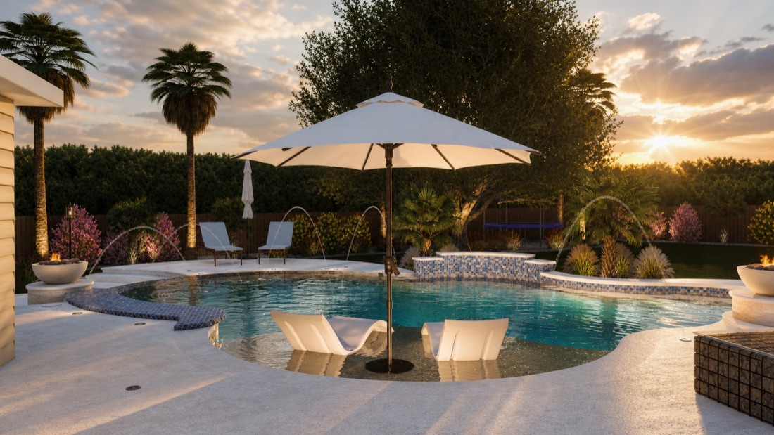 Custom backyard pool rendering