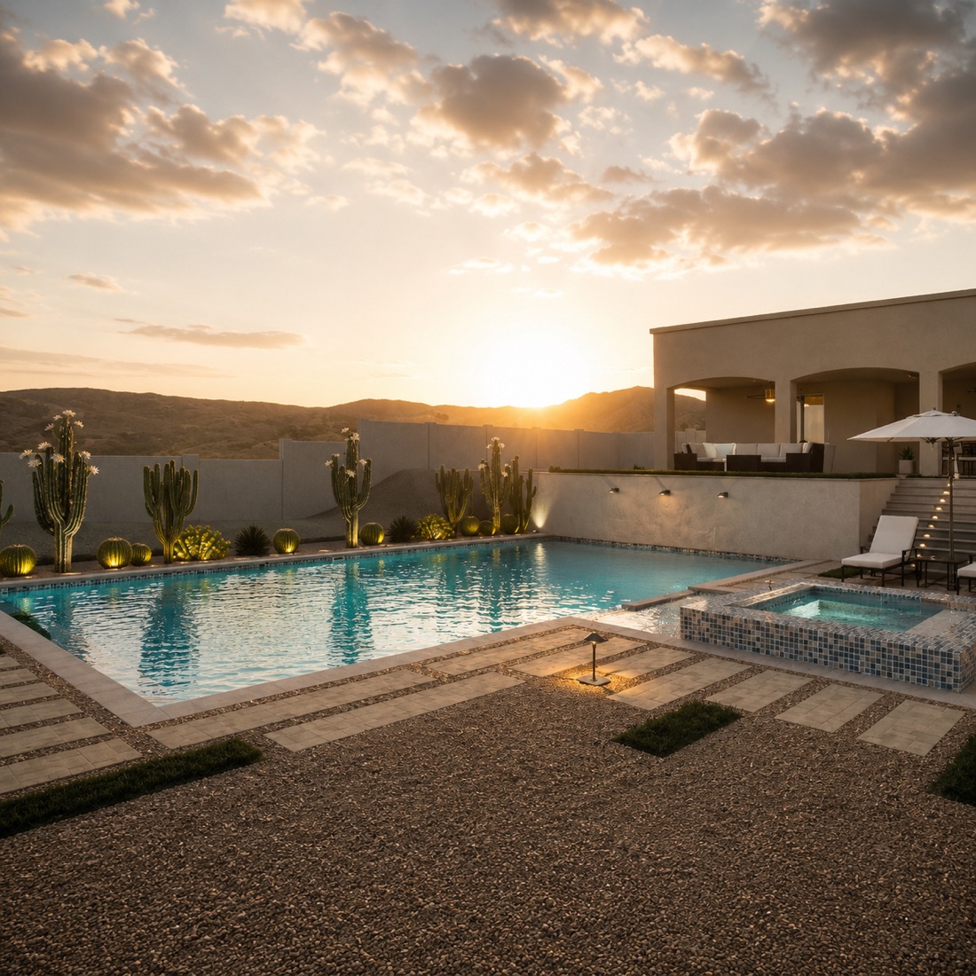 Custom backyard pool rendering