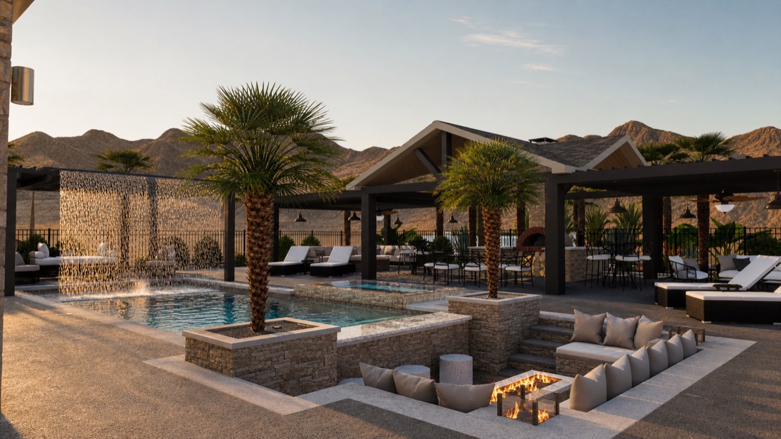 Custom backyard pool rendering